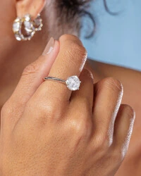 Anel Solitário Évora Moissanite - 9,5 mm - 3.5 ct - Prata 925