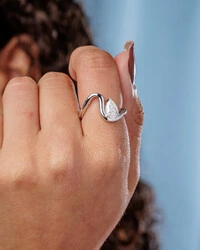 Anel Orgânico Moissanite Gota - 5,8 mm- 1.0ct - Prata 925