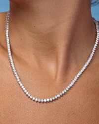 Colar Riviera Moissanite - 3 mm - 3 garras - 45 cm - Prata 925