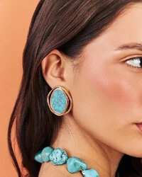 Brinco Oval Turquesa