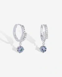 Brinco Argola Lumini Moissanite Ciano - 5 mm - 0.5ct - Prata 925