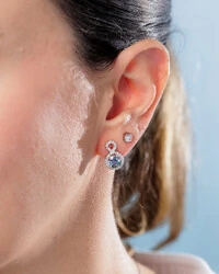Brinco Bright Lumini Moissanite Ciano - 6,5 mm -1.0ct - prata 925