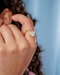 Anel Orgânico Moissanite Redondo - 7 mm - 1.2ct - Prata 925