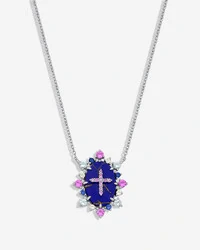 Colar Cruz Lápis Lazúli - Prata 925