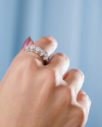 Anel Aparador Princess Moissanite - 5 mm - 4 garras - Prata 925