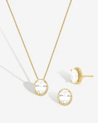 Conjunto Colar e Brinco Oval Ceci