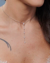 Colar Gravata Classic Moissanite - 0,9ct - Prata 925