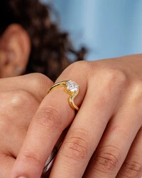 Anel Orgânico Moissanite Redondo - 7 mm - 1.2ct - Prata 925