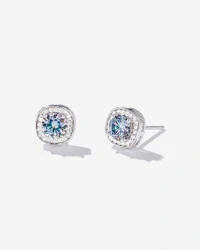 Brinco Square Moissanite Ciano - 5,0 mm - 0.5ct - Prata 925
