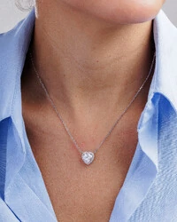 Colar Moissanite Heart - Prata 925