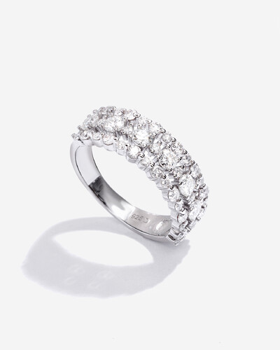 Foto Anel Aparador Justine - Moissanite mm - ct - Prata 925