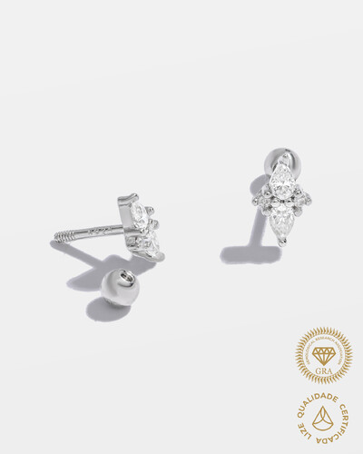 Foto Brinco Gota Astrid Moissanite- 2,3 mm - 0.22ct - Prata 925
