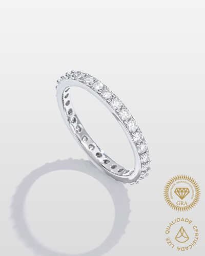 Foto Anel Aparador Lindy- Moissanite - 2 mm- 0.9ct - Prata 925