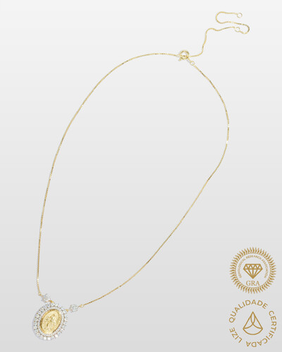 Foto Colar Medalha Milagrosa - Moissanite - Prata 925