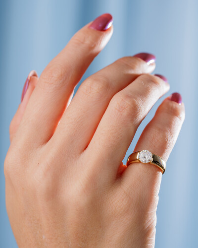 FotoAnel Solitário Queen Moissanite - 6,5mm - Prata 925