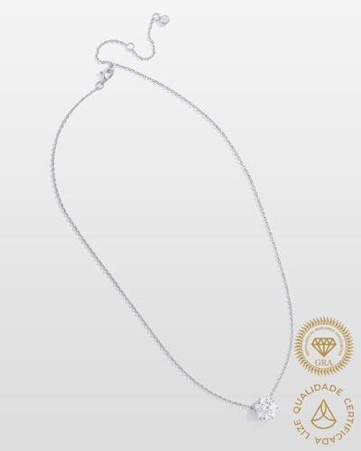 Foto Colar Ponto de Luz Glitz - Moissanite - 9,5 mm - 3.5ct - 6 garras - Prata 925