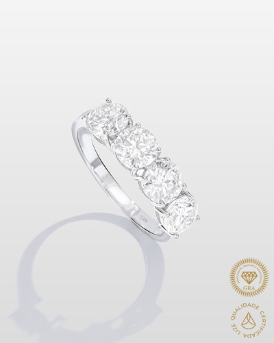 Foto Anel Aparador Graci - Moissanite - 6 mm- 3.2ct - Prata 925