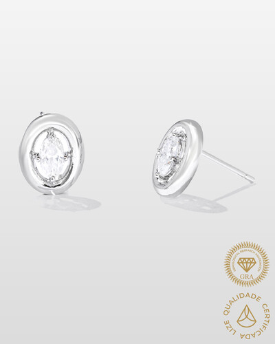 Foto Brinco Oval Meghan - Moissanite 3 mm x 5 mm - 0.6ct- Prata 925