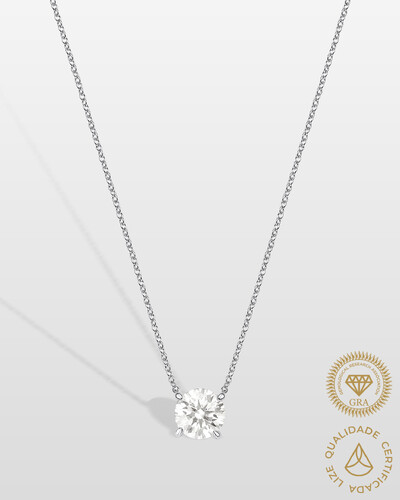 Foto Colar Ponto de luz Moissanite 8 mm - 2.0ct - 4 Garras - Prata 925
