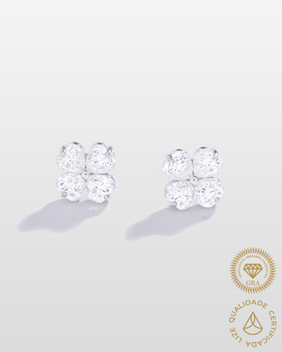 Foto Brinco Trevo Moissanite P- 4x4mm 2.4ct- Prata 925