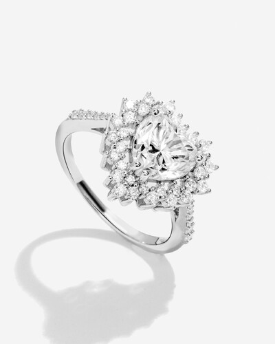 Foto Anel Coração Amandine - Moissanite mm - ct - Prata 925