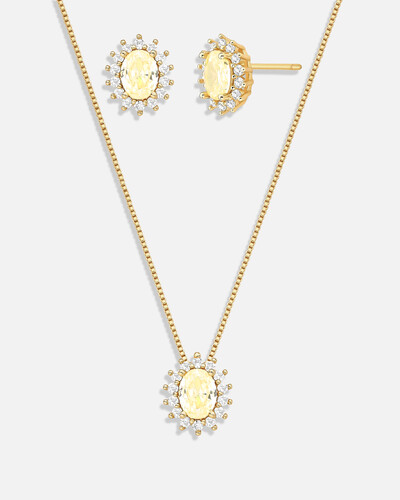 Foto Conjunto Colar e Brinco Oval Mari