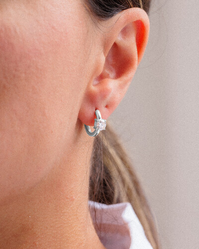 Foto Brinco Argola Mariah - Moissanite 5 mm - 1ct - - Prata 925