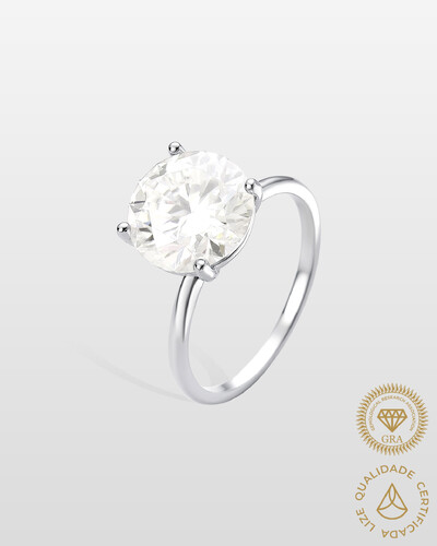 Foto Anel Solitário Moissanite 10 mm - 4,0ct - Prata 925