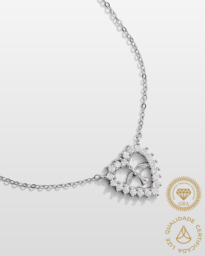Foto Colar Coração Do Divino Espírito Santo - Moissanite 2.0 mm - 0.71ct - Prata 925