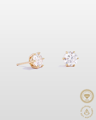 Foto Brinco Glitz - Moissanite 8 mm - 4.0ct - 6 garras - Prata 925