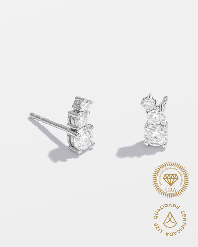 Foto Brinco Mini Ear Cuff Moissanite Helena - 3.0mm - 1.4ct - Prata 925