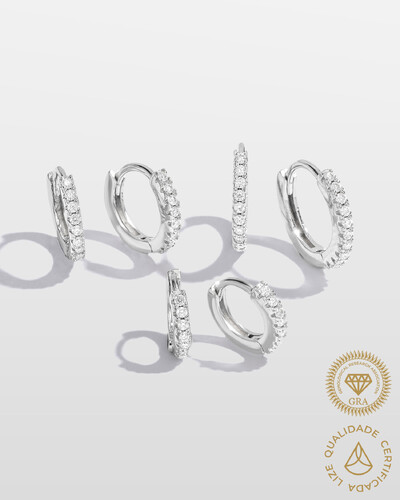 Foto Brinco Trio Argolas Beny Moissanite 1.2mm - 0.4ct - Prata 925