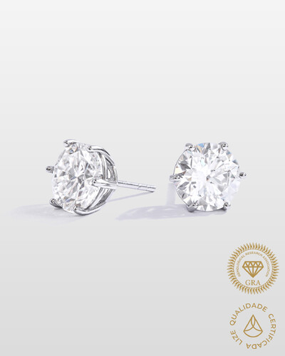 Foto Brinco Glitz - Moissanite 9,5 mm - 7.0ct - 6 garras - Prata 925