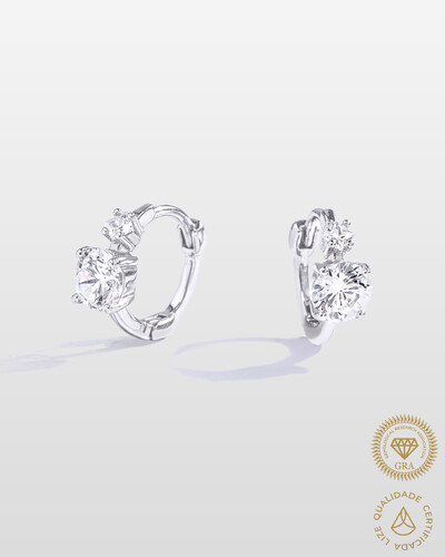 Foto Brinco Argola Tassi - Moissanite - 5x7mm- 0,8 ct - Prata 925