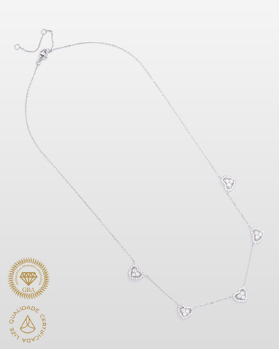 Foto Colar Corações Giovanna - Moissanite - 0,1ct - Prata 925