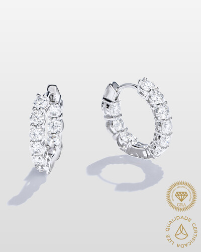Foto Brinco Argola Ellis- Moissanite - 3.0mm- 0.1ct - Prata 925