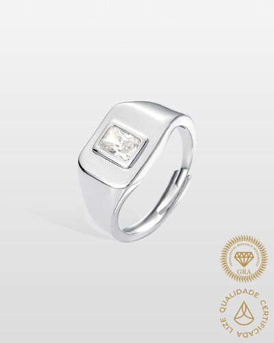 Foto Anel Mindinho Princess Ajustável - Moissanite - 6 mm- 0.8ct - Prata 925
