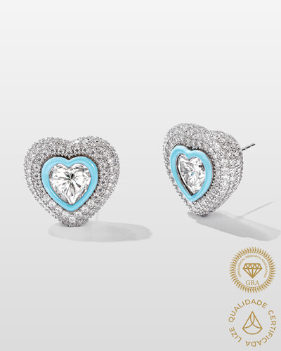 Foto Brinco Coração Julia - Moissanite - 4.0ct- Prata 925