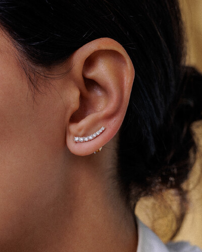Foto Brinco Ear Cuff Line- Moissanite - 2,5 mm- 0,69 ct - Prata 925