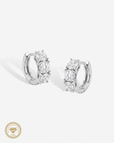 Foto Brinco Argola Emy Moissanite - 0.3ct - 4.0 mm- Prata 925