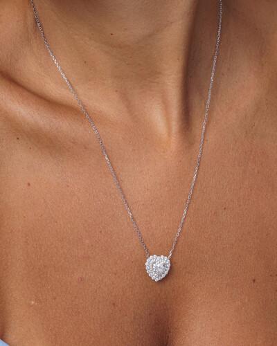 FotoColar Coração Di Luce Moissanite - 7 mm - 1.2ct - Prata 925
