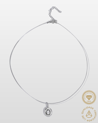 Foto Colar Fio Invisível & Ponto De Luz Meghan- Moissanite - 6 mm - 0.5ct - 4 Garras - Prata 925