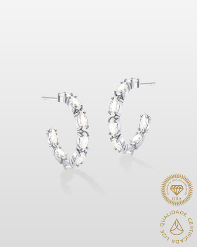 Foto Brinco Argola Arles Moissanite - 0.3ct - 10 mm - Prata 925