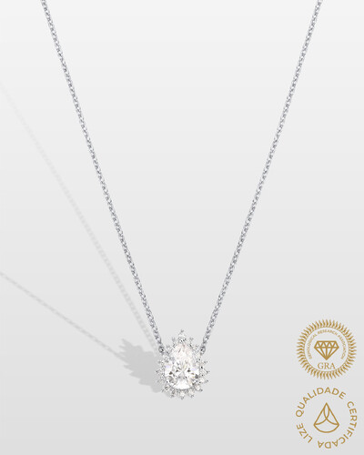 Foto Colar Gota Carol Moissanite 5x7mm - 0.91ct - Prata 925