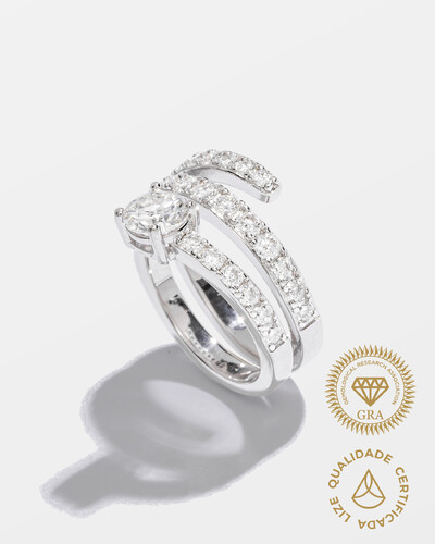 Foto Anel Ajustável Lídia Moissanite - 5 mm - 1.2ct - Prata 925