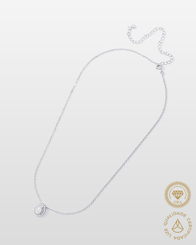 Foto Colar Gota Naire - Moissanite - 5x7mm - 1.08ct - Prata 925