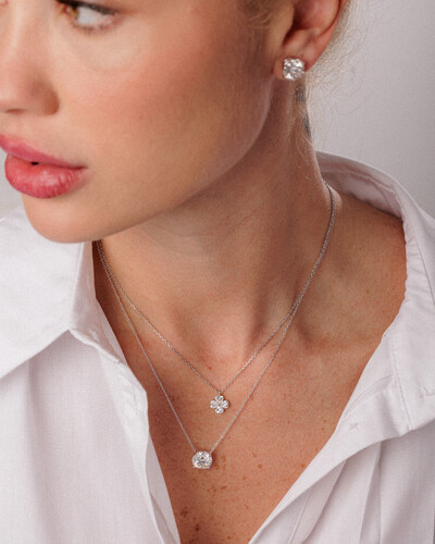 Foto Colar Trevo Moissanite - 4x4mm - 1.2ct- Prata 925