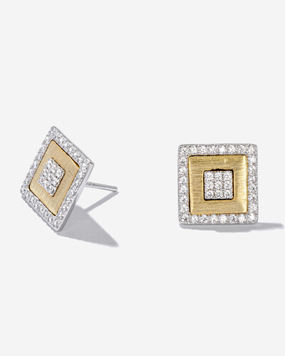 Foto Brinco Duo Composê - Quadrado - Prata 925