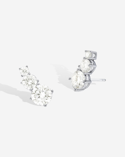 Foto Brinco Ear Cuff Moissanite Helena - 7 mm - 1.02ct - Prata 925