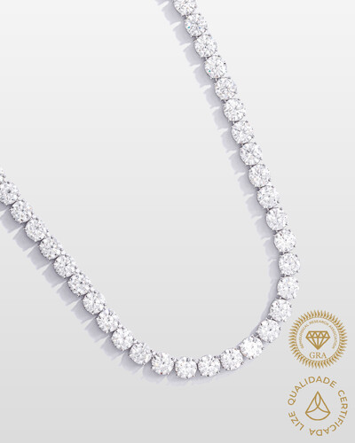 Foto Colar Riviera Cloe- Moissanite - 7,0 mm- 1.2ct - 4 Garras - Prata 925